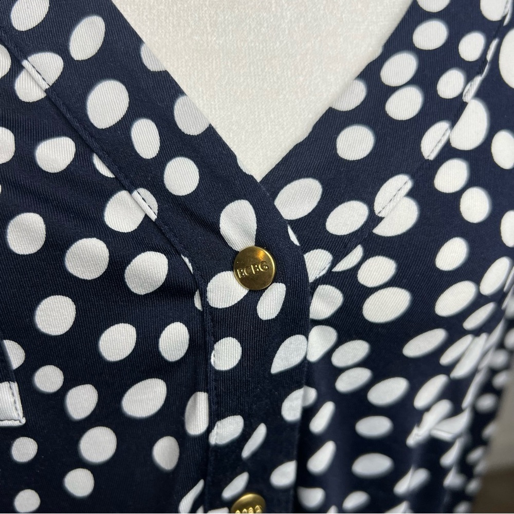 BCBG MAXAZRIA luxury Polka Dot V-Neck Women's Top |  Size - Picture 4 of 12
